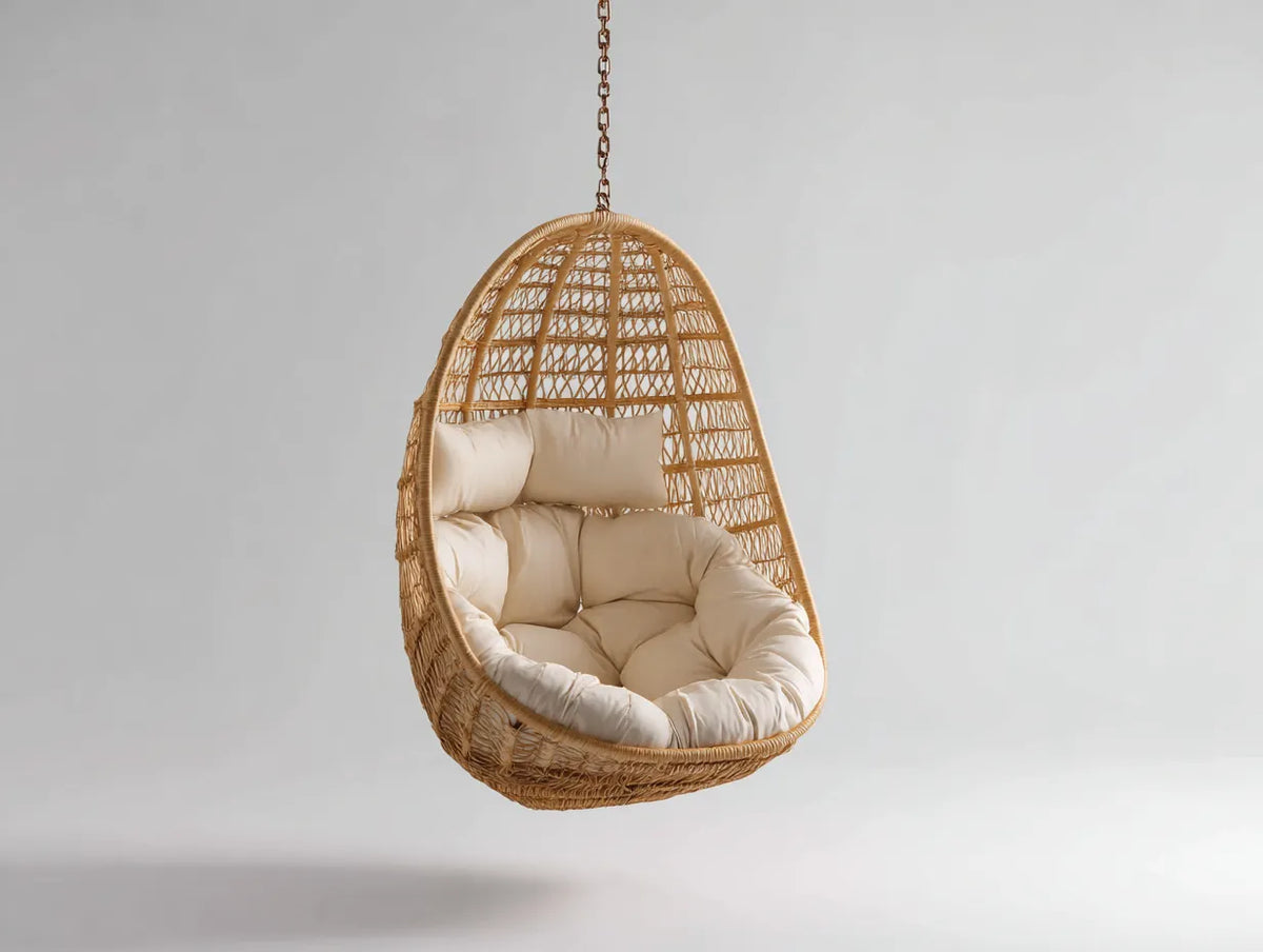 Hängesessel 85×75×115 cm - Rattan Braun - Outdoor Relaxsessel mit geflochtenem Rahmen
