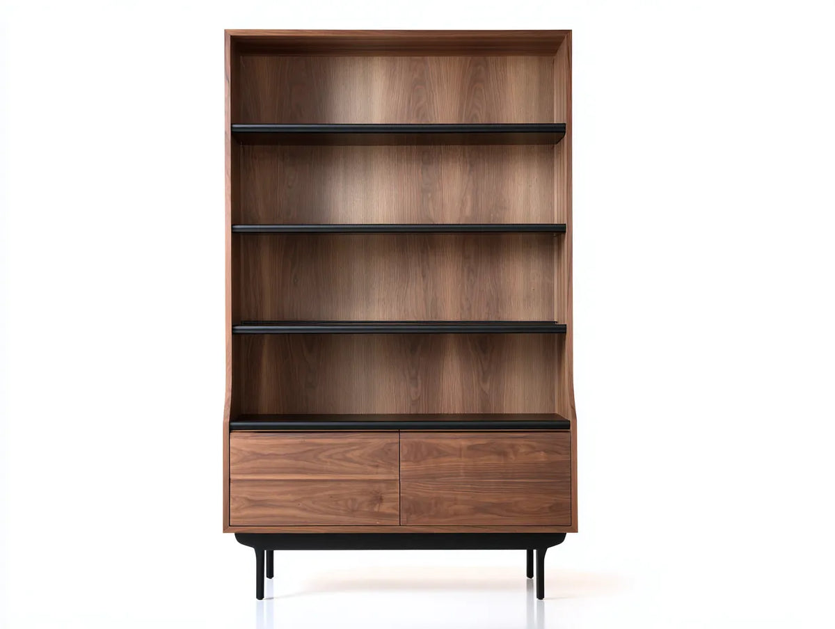 Bücherregal Holzoptik 90×38×190 cm – Braun/Schwarz – mit offenem und geschlossenem Stauraum