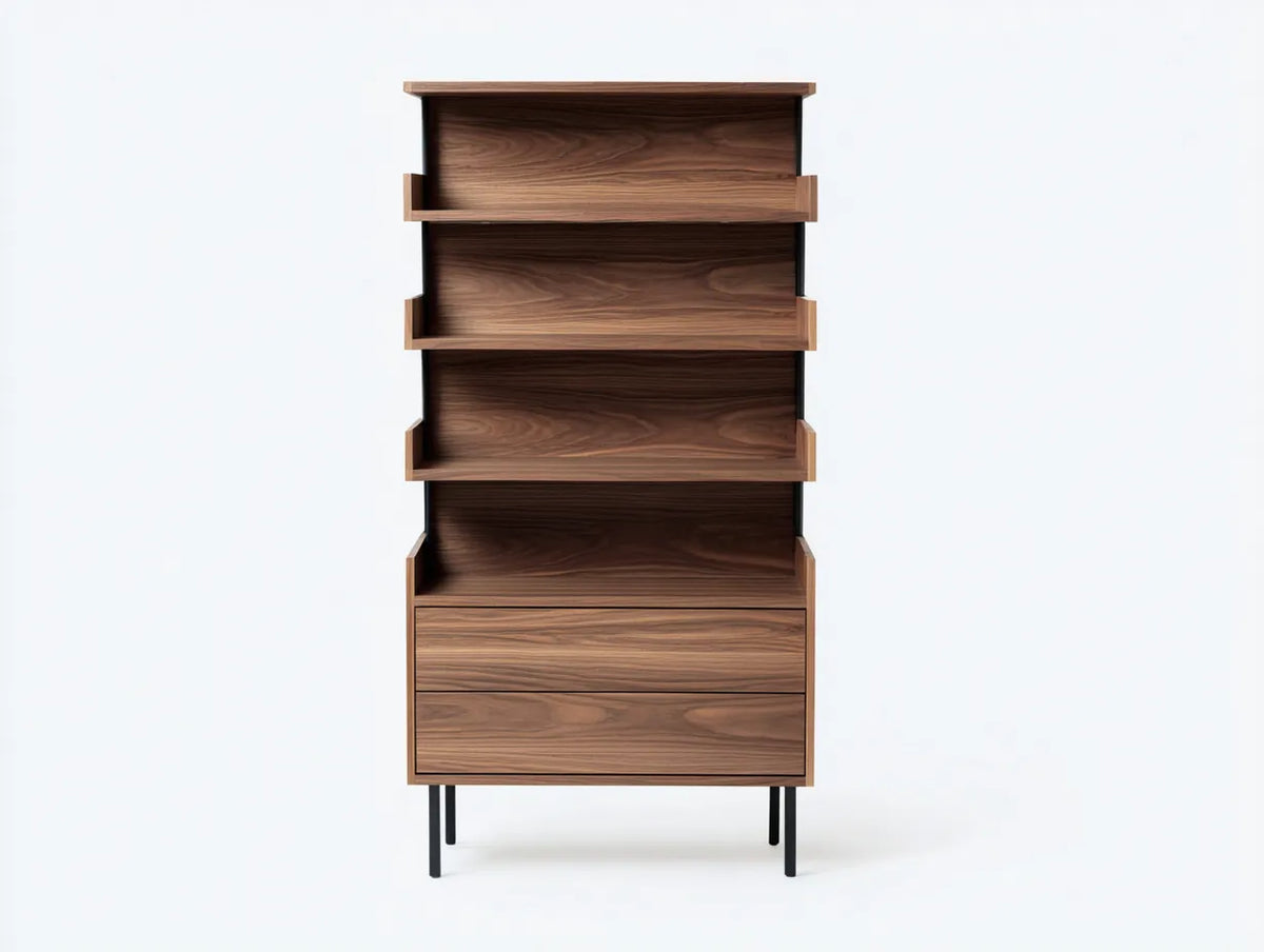 Bücherregal in Holzoptik 82×40×190 cm - Braun/Schwarz - schlanke Büroaufbewahrung