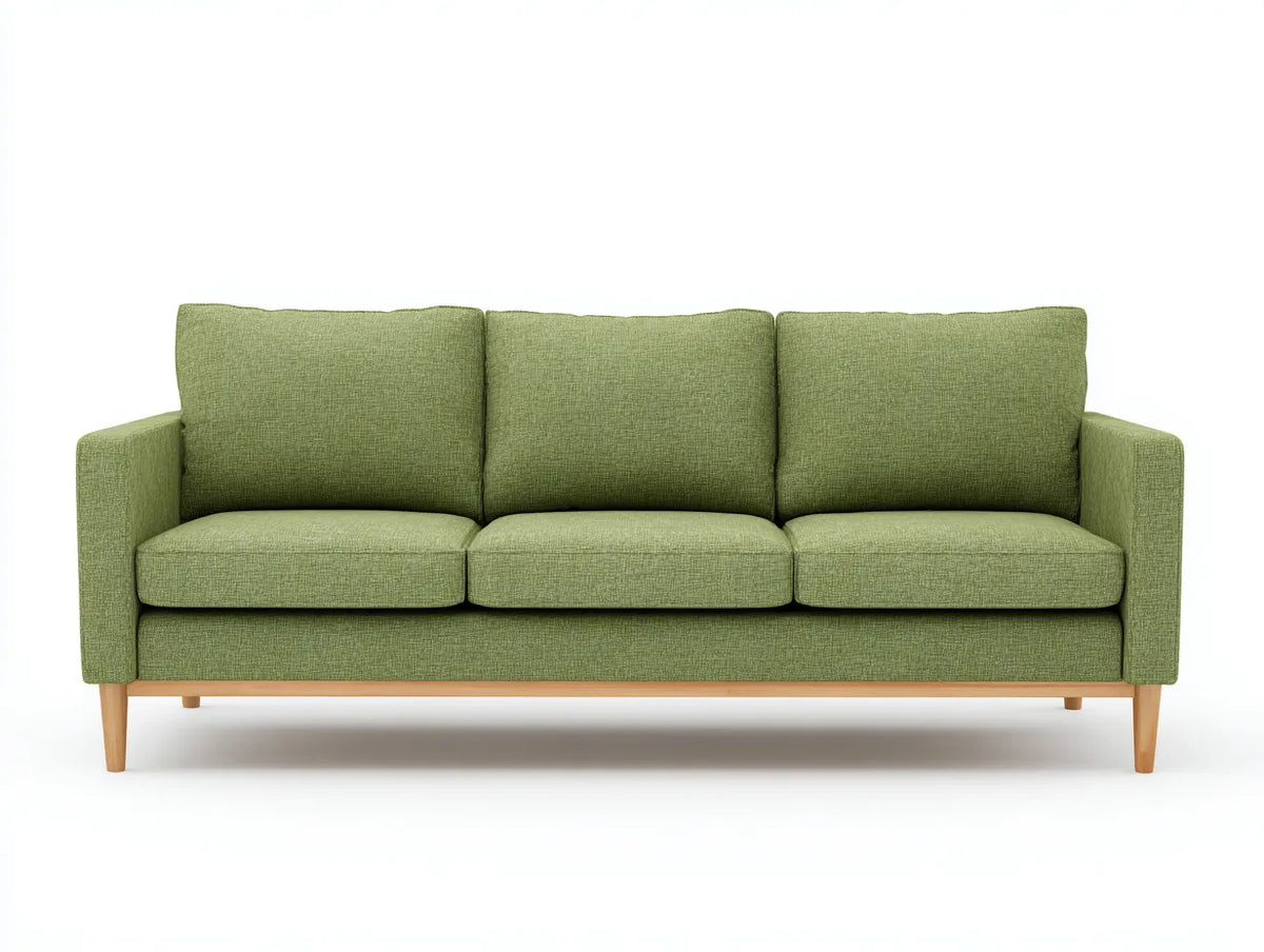 Sofa 225×88×82 cm - Stoff grün - Wohnzimmer 3-Sitzer mit Holzdetails modern