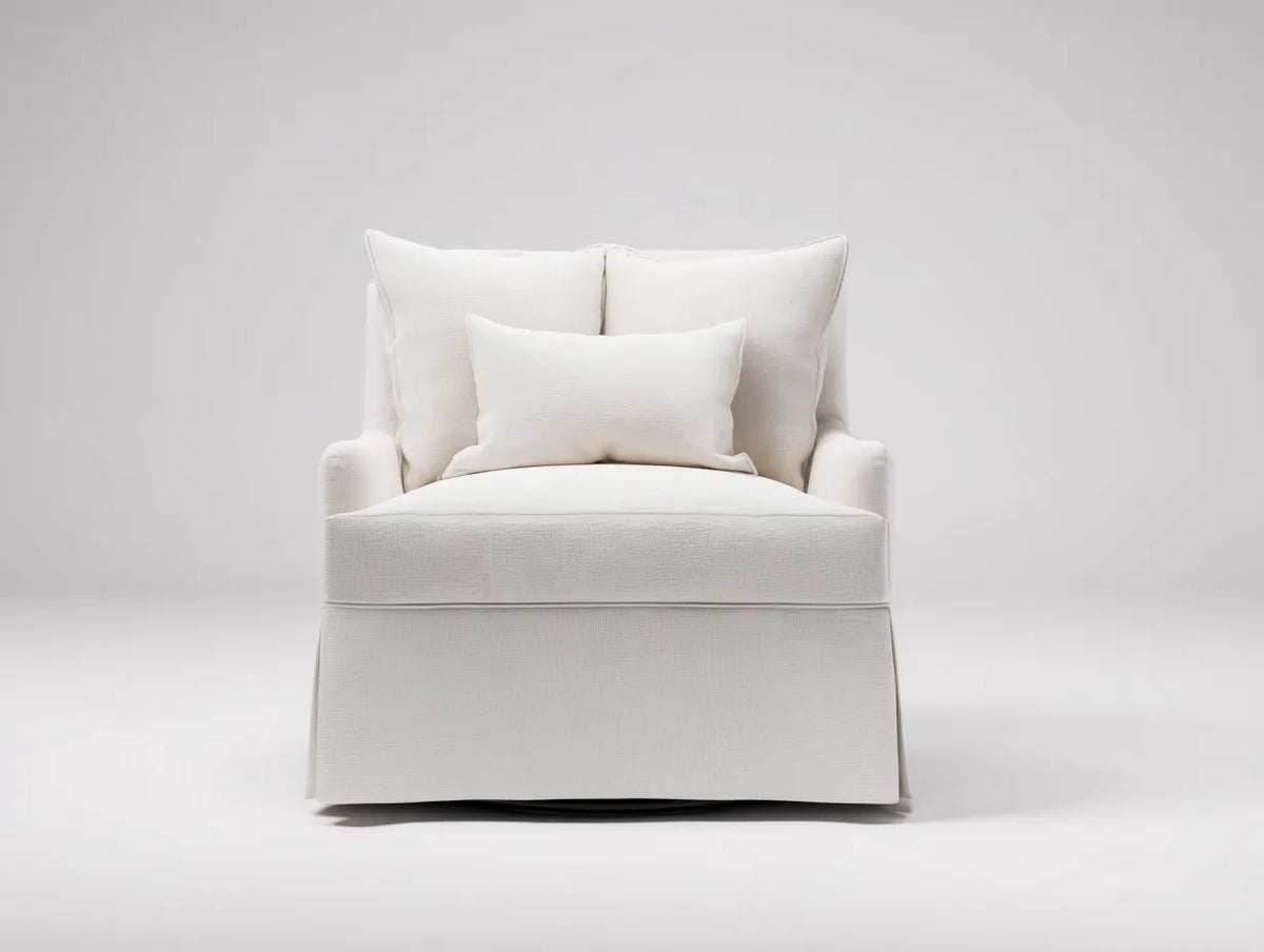 Sessel 85×82×100 cm - Stoff weiß - Wohnzimmer eleganter Relaxsessel mit Drehbasis