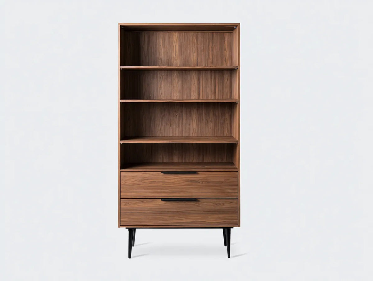 Bücherregal Holzdekor 85×36×185 cm – Braun/Schwarz – schlanke Büroaufbewahrung