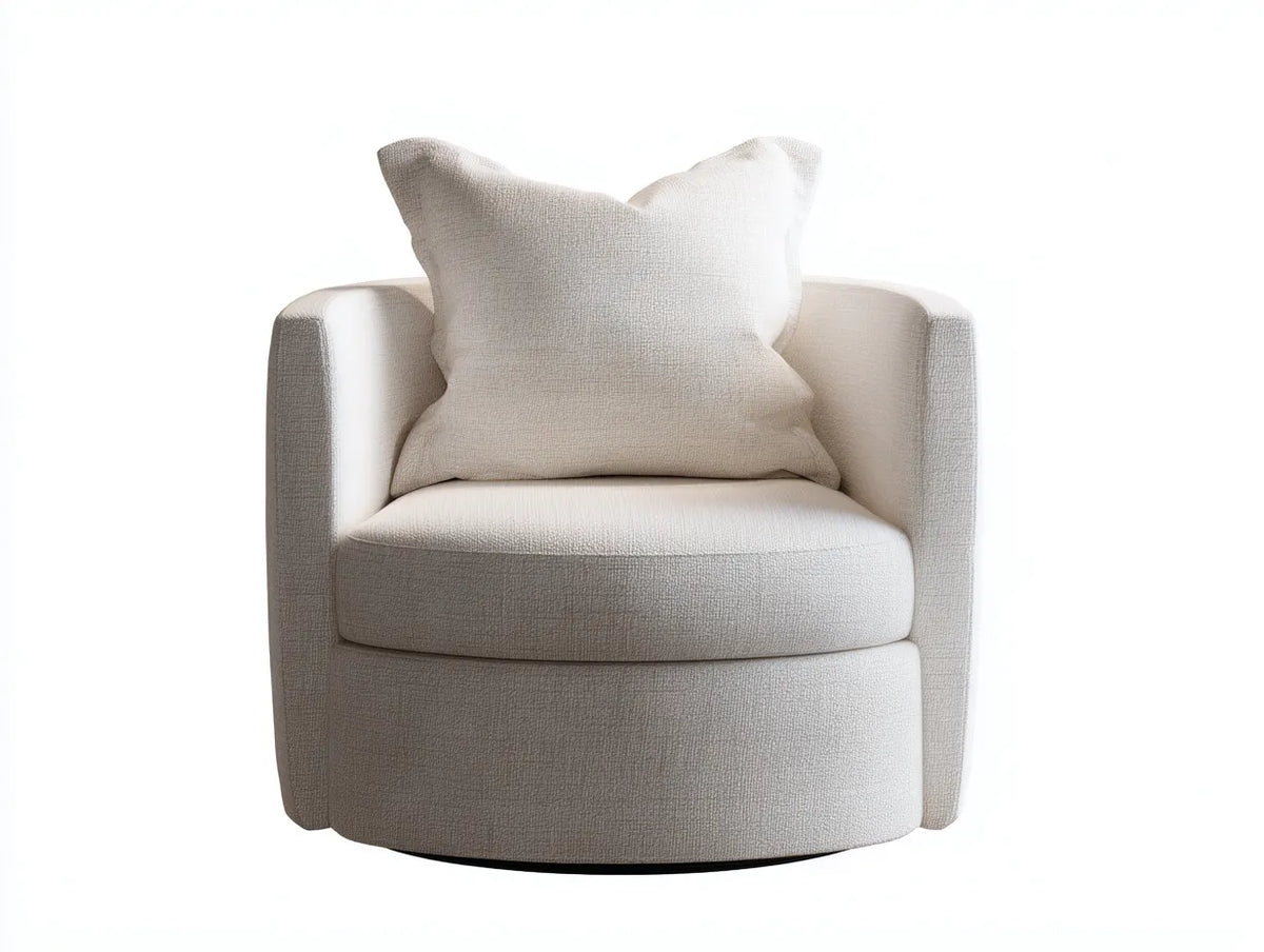 Drehsessel mit Stoffbezug 90×92×96 cm – Creme Schwarz – weich gepolstert für Wohnzimmer