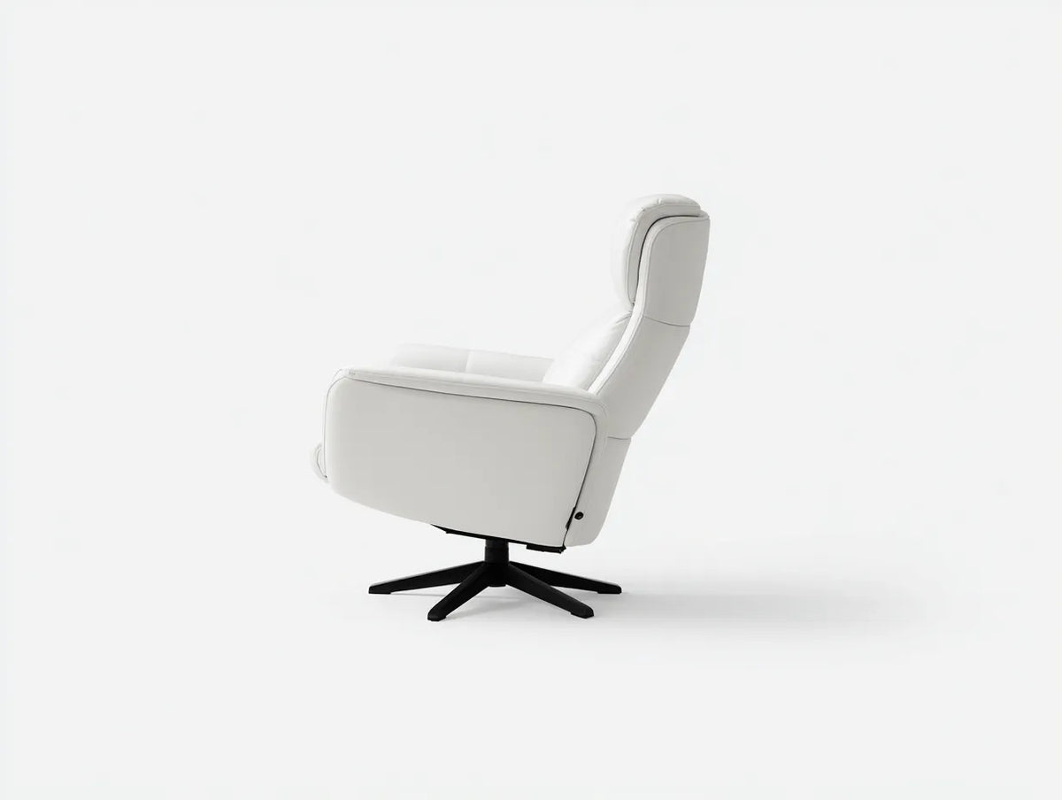 Sessel Stoff 80×80×79 cm - Weiß/Schwarz - runder Drehsessel für modernes Wohnzimmer