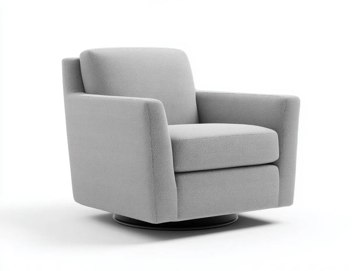 Sessel Stoff 82×78×84 cm - Weiß/Schwarz - drehbarer Wohnzimmersessel mit kompakter Form