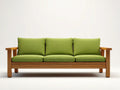 3-Sitzer Sofa mit Holzrahmen und Stoffbezug 218×84×88 cm – Grün Braun – klare Wohnzimmersilhouette