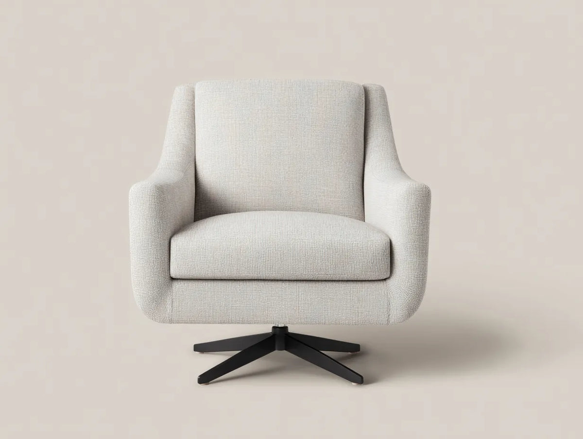 Sessel 82×80×98 cm - Stoff weiß - Wohnzimmer moderner Drehsessel mit Armlehnen