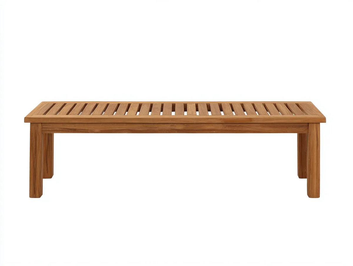 Gartenbank aus Holz 150×38×44 cm - Braun - schmale Lattenbank im minimalistischen Stil