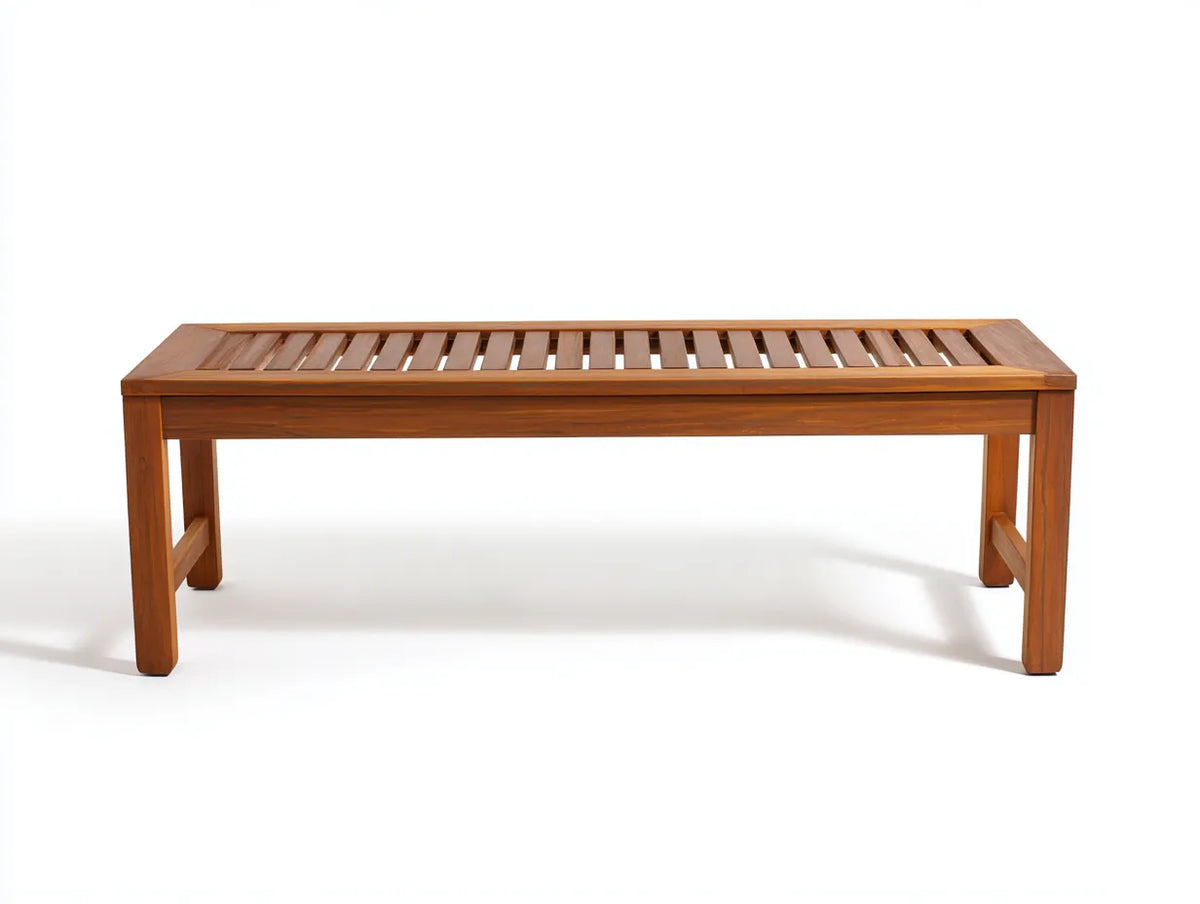 Gartenbank 180×50×45 cm - Teakholz Braun - Outdoor Sitzbank mit Lattenoptik
