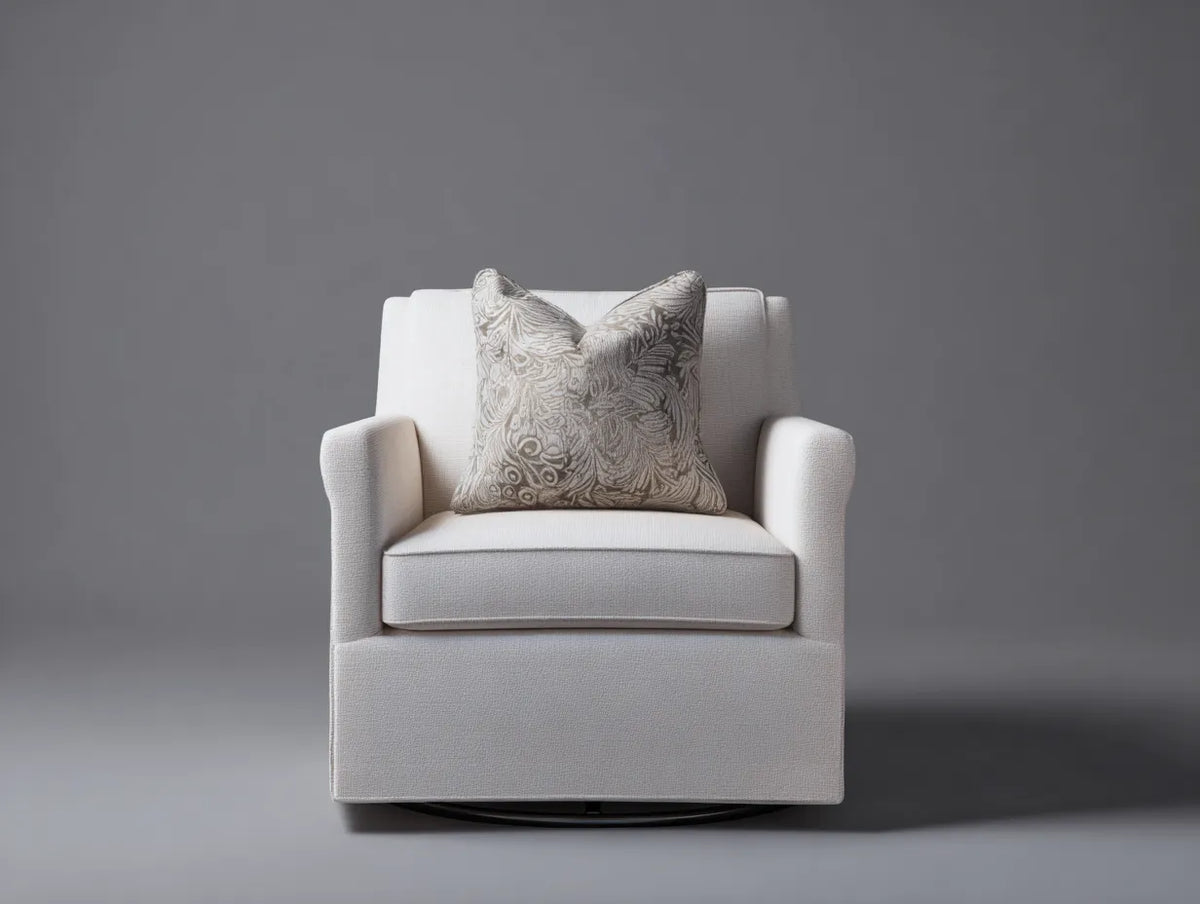 Drehsessel aus Stoff 86×88×94 cm – Creme Schwarz – kompakt für Wohnzimmer