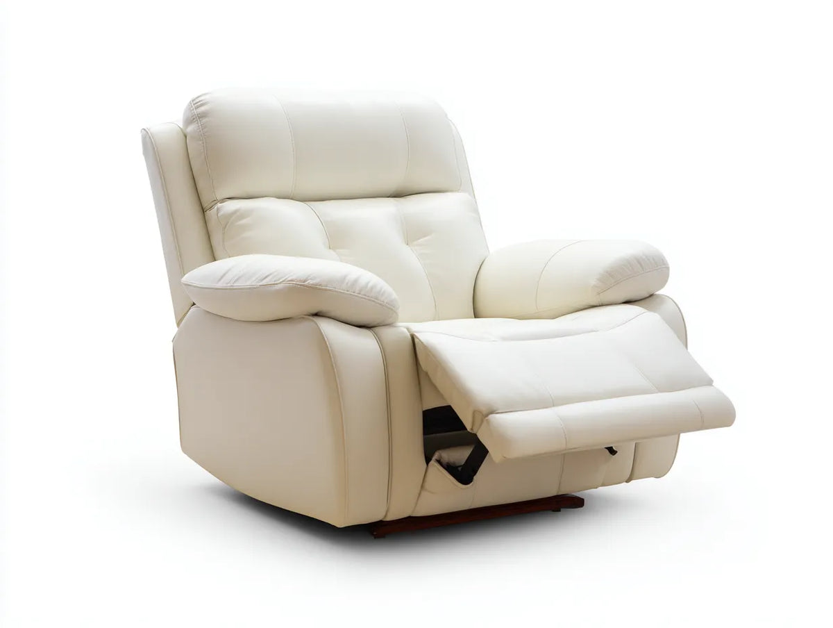 Wohnzimmer Sessel 96×94×105 cm - Weiß/Braun - gepolsterter Relaxsessel mit Fußstütze